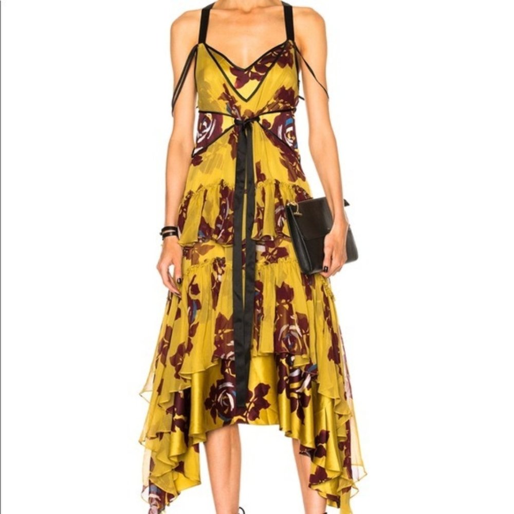 Cinq á Sept Sable Ruffle Tiered Silk Dress Size 6